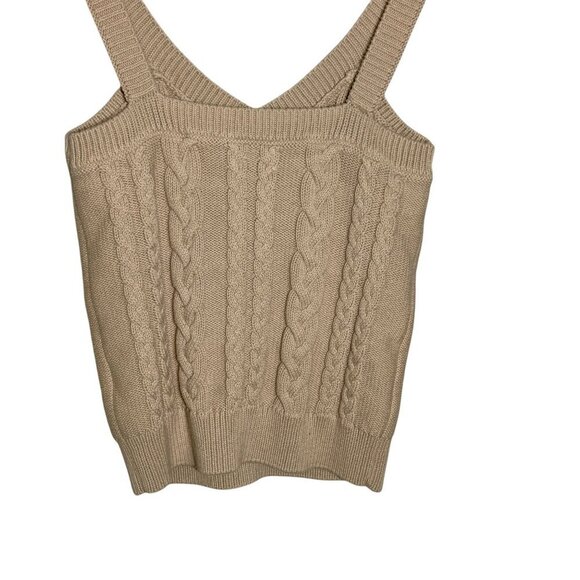 Evereve Cable Knit Beige Sleeveless Sweater Tank Top Women M 100% Cotton - Picture 4 of 6
